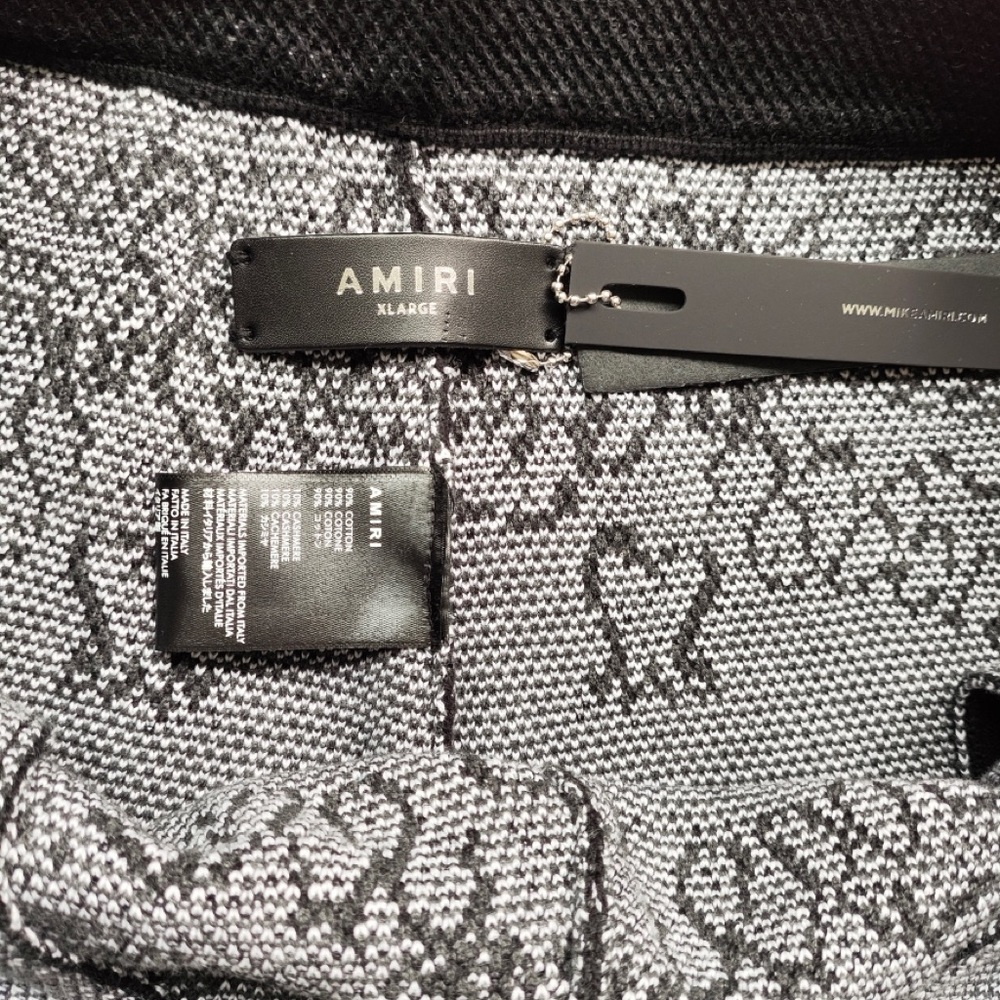 AMIRI Black & White Paisley Knit Athletic Shorts - Picture 5 of 6